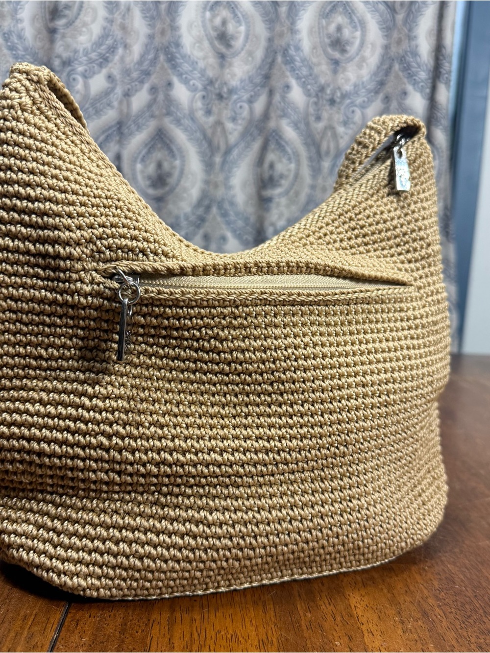 The Sak Lumi Crochet Crossbody Bag Bamboo Beige Woven Shoulder Purse